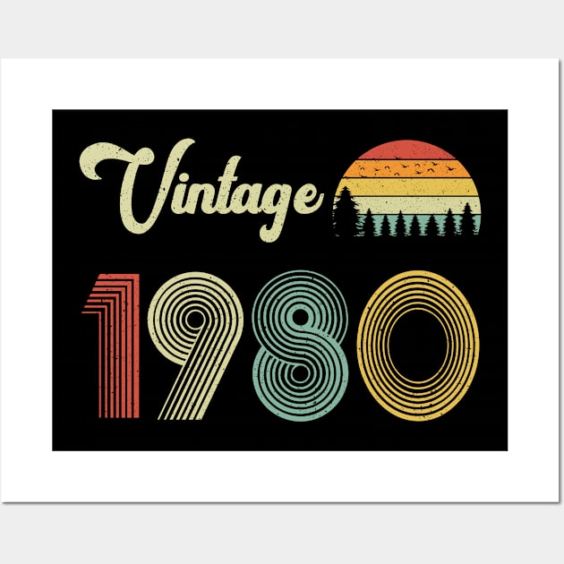 Vintage 1980 40th Birthday – Retro Vintage Classic 40 Years Old Wall Art by Merchofy